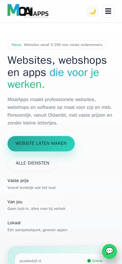 moaiapps.nl op een telefoon